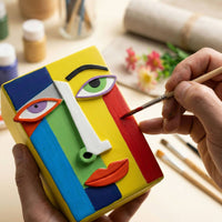 Abstract Face Flower Pot Multicolor Face Planter Decorative for Desk, Balcony