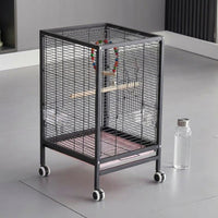 Flat Top Bird Cage for Budgies and Conures, Multiple-door Parrot Habitat, Indoor Outdoor Cockatiel Enclosure, Finch Set with Visible Accessories