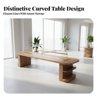 Solid Wood Library Table Minimalist Design Reception Area Table Set Built-in Lighting Commercial Furniture for Interior Designers, Lobby, Sales Center