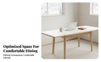 Space-Saving Extendable Rectangular Table Minimalist design aesthetic Rectangular Extendable Table long-finaling Top Dining Room Centerpiece Sturdy Construction for Small Apartment Dwellers, Families, homeowners, Kitchen, Home Gatherings