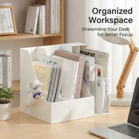 File Organizer Box with Compartments, Slanted Opening Paper Sorter for Study Room, Cabinet Storage for Professionals, Desktop A4 Holder