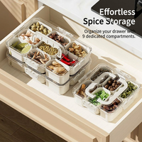 Grid Seasoning Storage Box, Seasoning Storage Box Container, Home Kitchen Condiment Jars, Kitchen Condiment Jars Lid