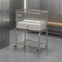 Laundry Storage Trolley Uncovered Shelf Rolling Laundry Trolley Heavy Duty