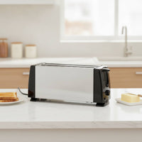 Stainless Steel Long-Slot Toaster 6 Settings 2-Slice Toaster Automatic Lift up Appliance Compact for Students