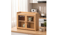 Bamboo Cabinet with Shelf Two-Tier Cupboard Space-Saving for Apartment, Renters