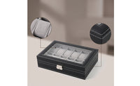 Leather-Style Watch Box Multi-Slot Watch Case Padded Shielded for Collectors, Dresser, Home