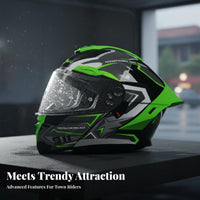 Anti-Fog Flip-up Full Face Helmet Wide Field of View Double Visor Helmet Removable and Washable Liner Breathable for Men, Women, Winter Riding, Daily Commuting, Long Distance Touring