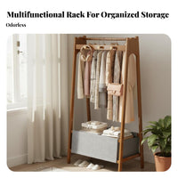 Multi-Functional Complimentary Standing Clothes Rack Space Saving Complimentary Standing Clothes Rack with Storage Easy to Assemble Clothing Storage Organizer Stable Structure for Renters, Students, Homeowners, Entryway, Apartment, Dorm Room, Hallway