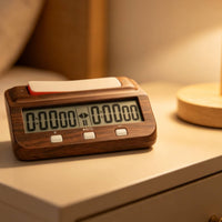 Wood-Grain Chess Clock with Paddles Battery-Operated Digital Chess Clock Portable Count down for Students