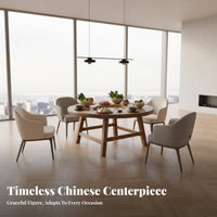 Traditional Chinese and design circular table with Integrated Cooktop Multifunctional Design herbal infusion Ceremony Set Communal Dining Hot Pot Station for Families, Social Gatherings, Restaurant