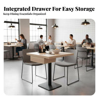 Restaurant Table with Chairs and Drawer Sintered Stone surface cafeteria Furniture Modern utilitarian Design Padded Seats