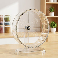 Silent Hamster Wheel and Exercise Running Wheel with Stand Included, Large Clear Cage Accessory for Syrian Hamsters Exercise