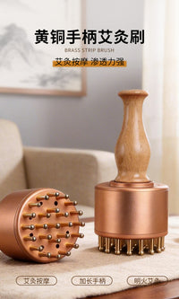 Pure Brass Moxibustion Meridian Brush with Scraping Function