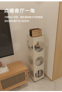 旋转书架360度书柜可移动儿童收纳架家用客厅铁艺墙角落地置物架 SJ201-黑色-30*30*152.5
