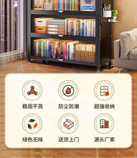 桌面书架置物架桌上带门防尘化妆品收纳展示柜铁艺儿童简易书柜子