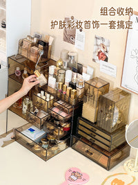 亚克力化妆品收纳盒梳妆台护肤品口红化妆刷置物架桌面高级香水架