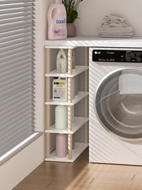 Narrow Space Storage Rack Multi-Tier Shelf Solid Wood Construction Narrow Storage Shelf Space Saving Design for Small Areas, Balcony, Laundry Room