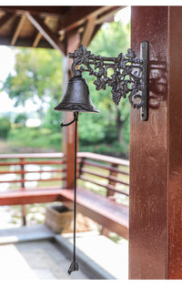 American Country Retro Cast Iron Grape Vine Hand Bell for Villa Courtyard Balcony Wall Decoration