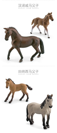 Wildlife Safari Horse Farm Model Set with Fence and Worker Figures