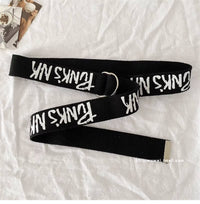 Canvas Belt for Women and Men - Casual, Letter Design, Double Ring Buckle