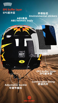 ORZ 3C Certified Motorcycle Off-Road Helmet - ABS, Summer Use, 53-62cm