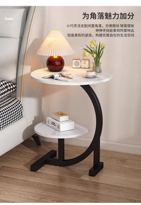 Nordic Style Metal Side Table with Storage and Drawer