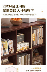 Floor-Standing Bookshelf with Shelves, Solid Wood Storage Cabinet for Living Room
