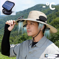 Three-Fan Solar Powered Hat for Outdoor Fishing and Sun Protection