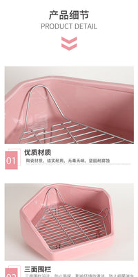 Heavy-Duty Anti-Tip Ceramic Triangle Rabbit Toilet for Chinchillas and Squirrels, Large