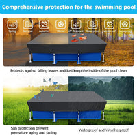 Outdoor Rectangular Swimming Pool Cover, Waterproof, Sunproof, Dustproof, Black, Thickened, Durable