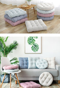 Striped Cotton-Linen Cushion for Office and Tatami Use