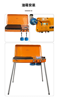 APG Foldable Charcoal BBQ Grill with Chimney, Stainless Steel, Square