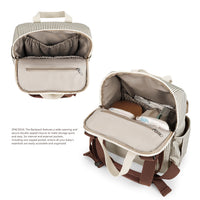 Striped Multi-functional Mommy Bag with Changing Pad and Insulated Bottle Pockets