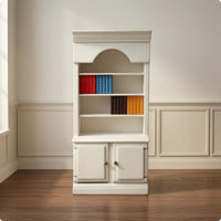 Standing Dollhouse Bookcase 1:12 Scale Arched-Top Bookcase Cabinet Working Doors Miniature Bookshelf