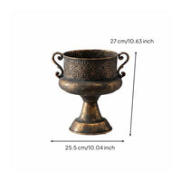 Trophy Vase Antique Finish Plant Pot Ornate Hold Foundation Decor for Photo Studio, Tabletop Display