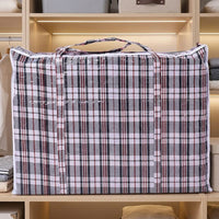 Waterproof Storage Bags and Clothes Storage Bag, Reinforced Woven Polypropylene Moving Bag for Bedroom, 78x55x14cm Plaid Design