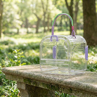 Portable Bird Cage with Cover, Transparent Panels for Parrot Travel, Outdoor Bird Carrier with Perch, Small Size Handheld Animal Travel Bag