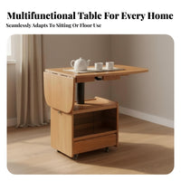 1 Piece Lift Surface Table Solid Wood Folding Dining Table Cart Foldable Convertible Multi-functional Ergonomic Adjustable Height Remote Workstation Suitable for Homeowners Small Areas Living Room
