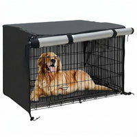 Waterproof Dog Crate Cover, Pet Kennel Cover in Thickened Oxford Cloth, Roll-Up Panels for Indoor Outdoor Wire Crate Privacy and Warm Comfort