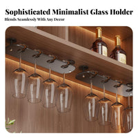 DrillDrillless Installation Under-Cabinet Stemware Rack Easy to Install Under-Cabinet Glass Hanger Space-Saving Design Glassware Holder Rust-Proof for Wine Lovers, Home Entertainers, Homeowners, Dining Room, Restaurant
