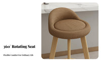 Upholstered Swivel Stool with Backrest Padded Seat Counter Chair for Pub, Adults