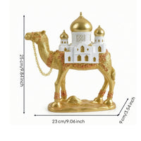 Camel Figurine with Mosque Golden Decor Tabletop for Collectors