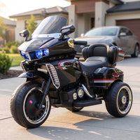 Kids 12V Youngster's Push-Along Motorcycle Powered Electric Tricycle for Young Children, Backyard, Playroom