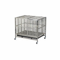 Heavy Duty Dog Cage with Rolling Dog Crate Stainless Steel Kennel Large Pet Enclosure Secure Metal Frame Thickened Construction Suitable for Active Dogs Indoor Outdoor Use Home Travel