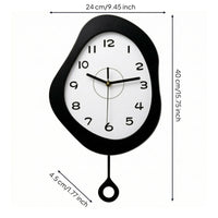 Pendulum Wall Clock Irregular Wall Clock with Pendulum Minimalist for Hallway, Bedroom, Office