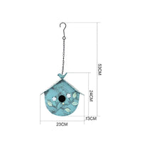 Hanging Birdhouse Rainproof Hanging Metal Birdhouse Floral Embellishment