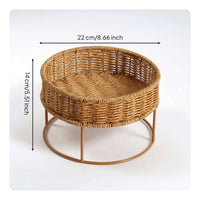 Woven Basket Stand Stylish Rattan Plant Stand Cute for Shelf