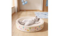 Round Scratcher with Enclosed Base Raised-Rim Cat Scratcher Bed Recyclable Cat Scratch Pad Long-Lasting for Cats, Kittens, Living Room, Apartment