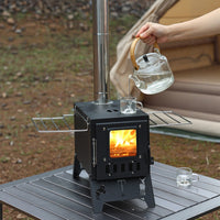 Outdoor Camping Integrated Stainless Steel Tabletop Stove, Wood Burning, for Tent Heating and BBQ