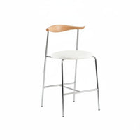 Retro Design Wishbone Back High Seat Minimalist Aesthetic Bar Stool With Footrest Counter Chair Long-Lasting Construction for Cafe Owners, Homeowners, Interior Designers, Restaurant, Kitchen, Reception Area